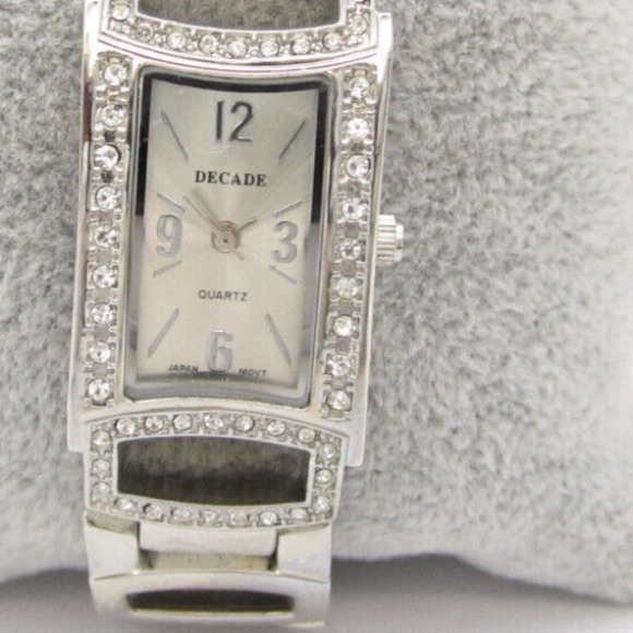 Silver WRhinestones Decade Diamond Dial Quartz Watch